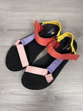 Athletic Works Womens Colour Block Sandals Black Multicolour Size 7